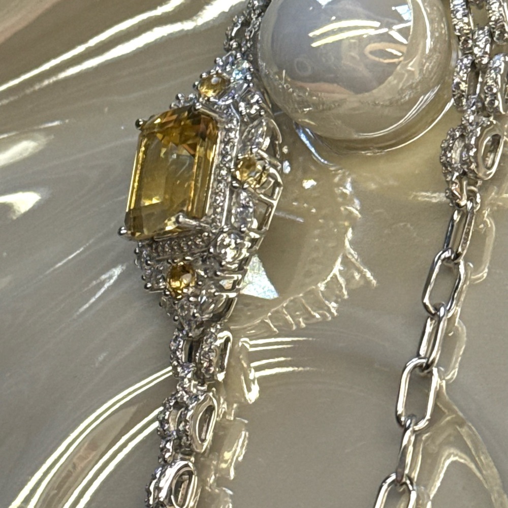 BC4 4.5CT Natural CITRINE UNIQUE WATCH BAND Bracelet Rhodium SterlingSilver S925 - Picture 10 of 14